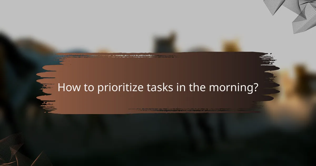 How to prioritize tasks in the morning?
