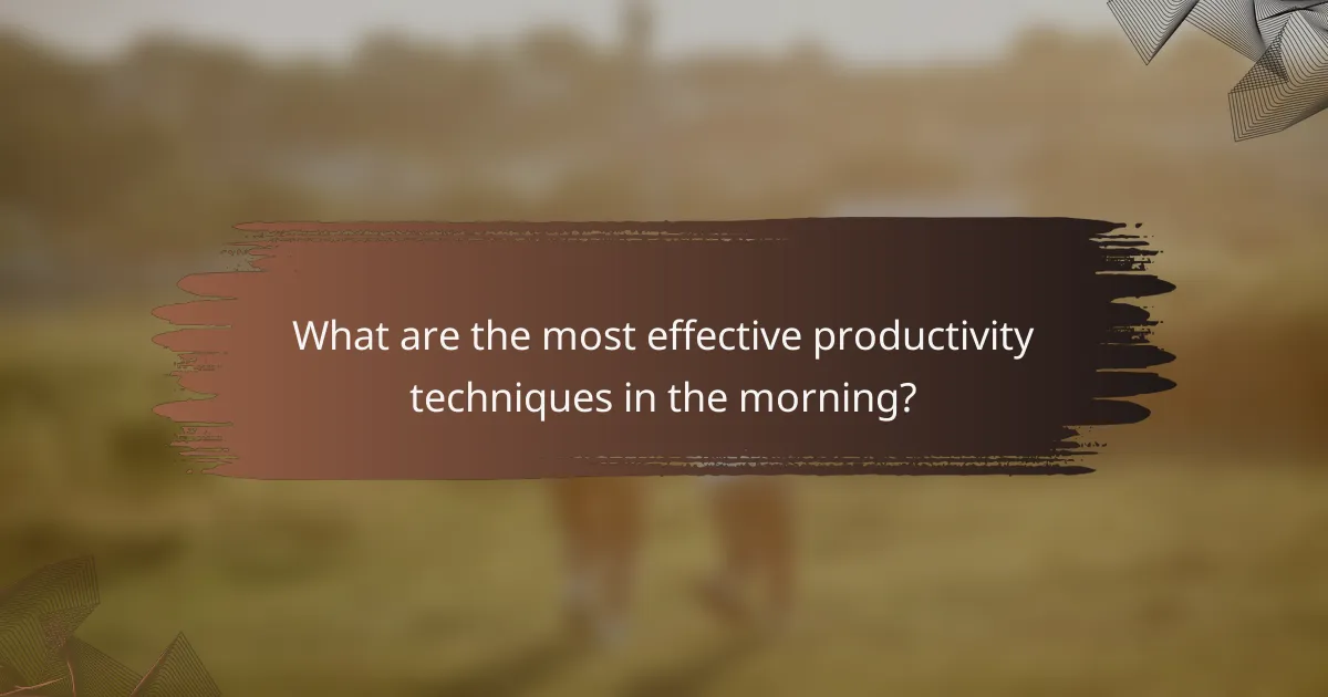 What are the most effective productivity techniques in the morning?
