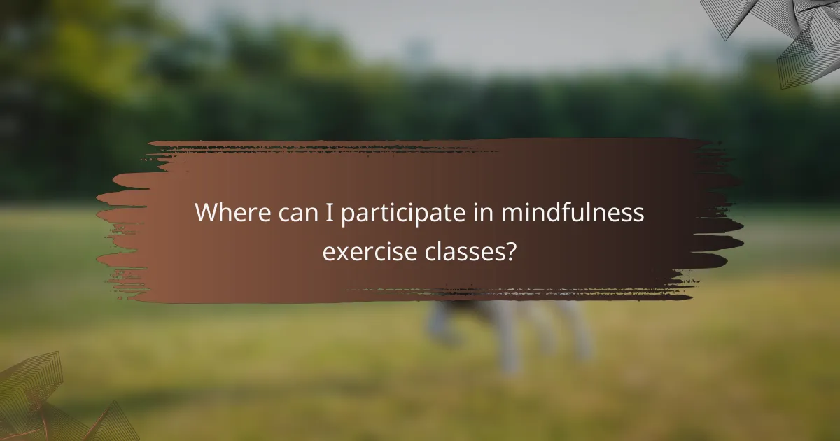 Where can I participate in mindfulness exercise classes?